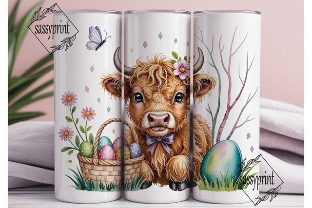 Fluffy Highland Cow Easter 20oz Tumbler Sublimation sassyprint 