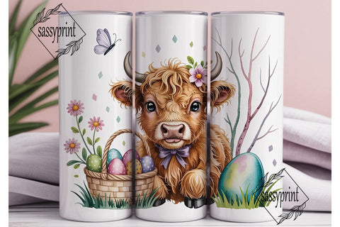 Fluffy Highland Cow Easter 20oz Tumbler Sublimation sassyprint 