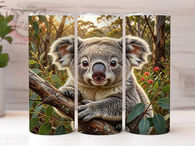 Fluffy Koala Wildlife 20oz Tumbler Wrap, Clinging Pose, Wildlife Design, Koala Art, Nature Inspired, 20oz Tumbler Wrap, Sublimation PNG Sublimation Lara' s Designs 
