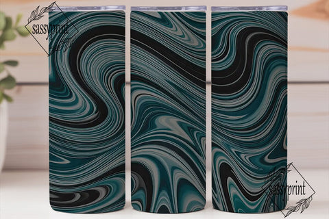 Fluid Blue Black Marble Tumbler Wrap PNG Sublimation sassyprint 