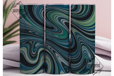 Fluid Blue Black Marble Tumbler Wrap PNG Sublimation sassyprint 