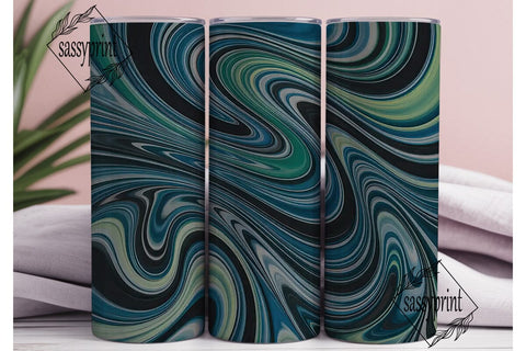 Fluid Blue Black Marble Tumbler Wrap PNG Sublimation sassyprint 