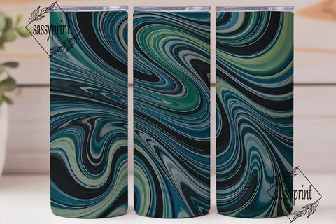 Fluid Blue Black Marble Tumbler Wrap PNG Sublimation sassyprint 