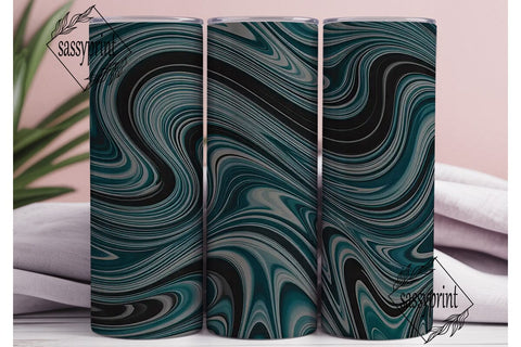 Fluid Blue Black Marble Tumbler Wrap PNG Sublimation sassyprint 