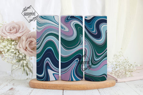 Fluid Marble Teal Navy 20oz Tumbler Wrap Sublimation sassyprint 