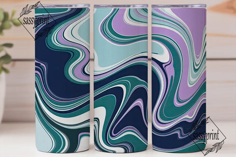 Fluid Marble Teal Navy 20oz Tumbler Wrap Sublimation sassyprint 