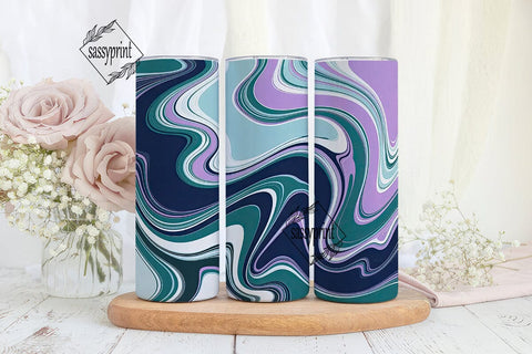 Fluid Marble Teal Navy 20oz Tumbler Wrap Sublimation sassyprint 