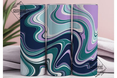 Fluid Marble Teal Navy 20oz Tumbler Wrap Sublimation sassyprint 