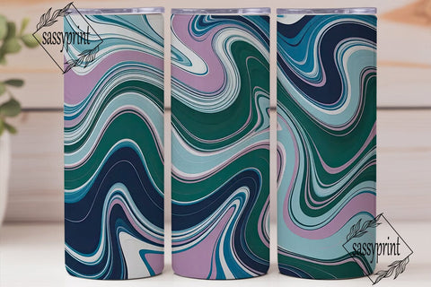 Fluid Marble Teal Navy 20oz Tumbler Wrap Sublimation sassyprint 