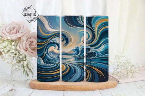 Fluid Motion Water 20oz Tumbler Wrap Sublimation sassyprint 