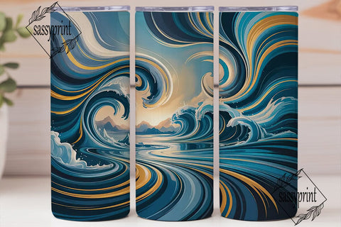 Fluid Motion Water 20oz Tumbler Wrap Sublimation sassyprint 