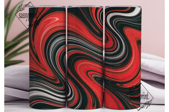 Fluid Red Black Gray Abstract Tumbler Sublimation sassyprint 