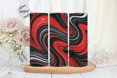 Fluid Red Black Gray Abstract Tumbler Sublimation sassyprint 
