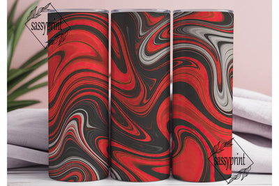 Fluid Red Black Gray Abstract Tumbler Sublimation sassyprint 