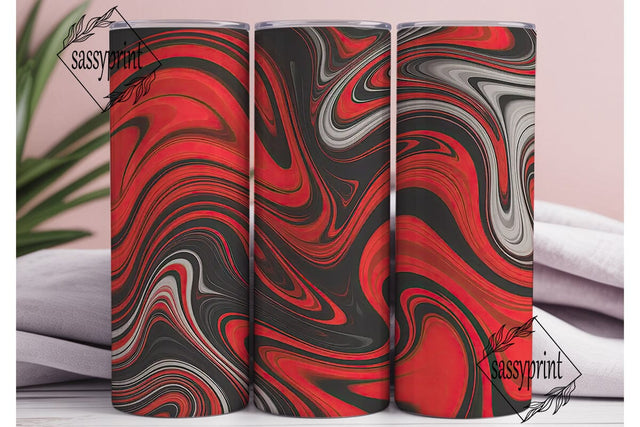 Fluid Red Black Gray Abstract Tumbler Sublimation sassyprint 