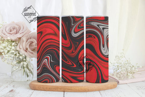 Fluid Red Black Gray Abstract Tumbler Sublimation sassyprint 