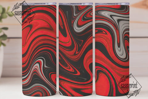 Fluid Red Black Gray Abstract Tumbler Sublimation sassyprint 