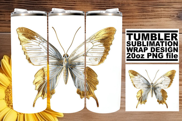 Fluttering Beauty: Butterfly Sublimation Tumbler Wrap - 20oz Sublimation afrosvg 