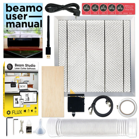 FLUX Beamo 30W C02 Laser Cutter & Engraver with Autofocus Attachment Physical Swing Design 