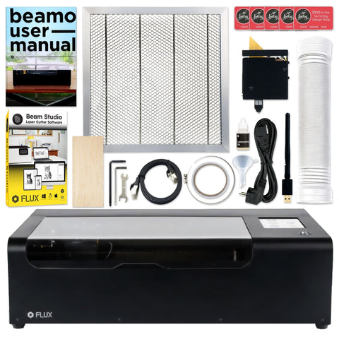 FLUX Beamo 30W C02 Laser Cutter & Engraver with Autofocus Attachment Physical Swing Design 