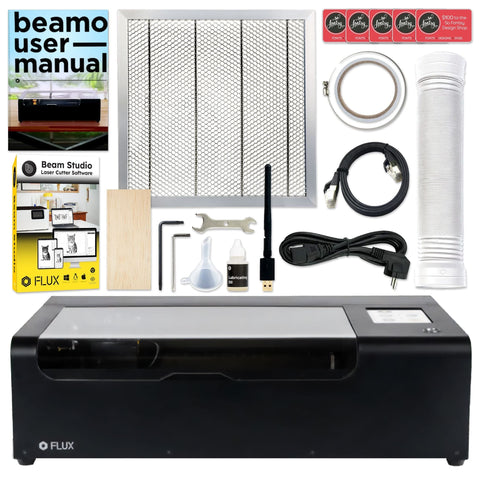 FLUX Beamo 30W C02 Laser Cutter & Engraver with Autofocus Attachment Physical Swing Design 
