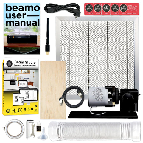 FLUX Beamo 30W C02 Laser Cutter & Engraver with Beam Air Filter & Rotary Tool Physical Swing Design 