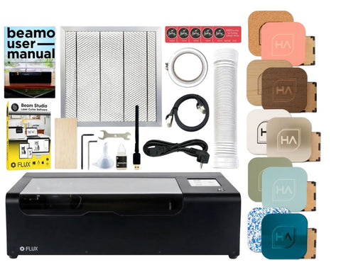 Flux Beamo 30W CO2 Laser Engraver Bundle with Material Starter Pack Physical Swing Design 
