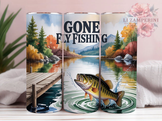 Fly Fishing Nature Tumbler Wrap Gift, Camping Angler, Outdoor Adventure, Nature Fishing, Sublimation Template, 20oz Tumbler Wrap, Wilderness Design Sublimation Li Zamperini 