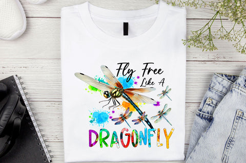 Fly free like a dragonfly Sublimation Design Sublimation Regulrcrative 