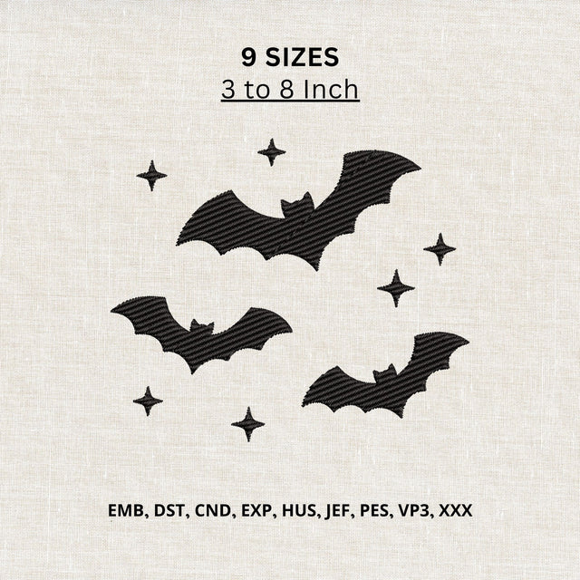 Flying Bats Machine Embroidery Design – Halloween Bat Silhouette Embroidery File Embroidery/Applique DESIGNS PatternFeed8 