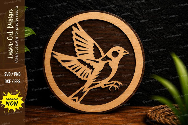 Flying Bird Circle Ornament Laser Cut SVG File SVG Regulrcrative 