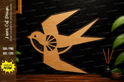 Flying Bird Silhouette Laser Cut Svg Design SVG Regulrcrative 
