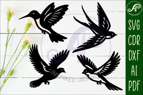 Flying Birds silhouette laser cut outs SVG files SVG APInspireddesigns 