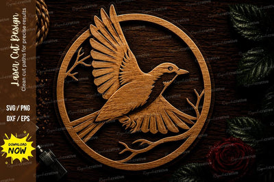 Flying Dove Bird Circle Laser Cut SVG File SVG Regulrcrative 