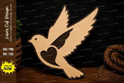 Flying Dove Heart Laser Cut Svg Design SVG Regulrcrative 