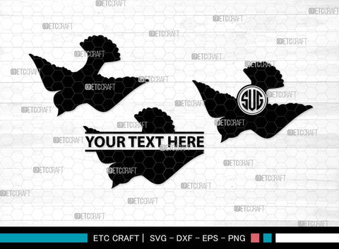 Flying Dove Monogram, Flying Dove Silhouette, Flying Dove SVG, Dove Svg, Pigeon Svg, Peace Sign Svg, Bird Svg, SB00562 SVG ETC Craft 