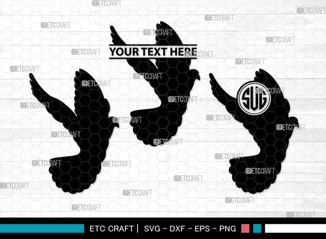 Flying Dove Monogram, Flying Dove Silhouette, Flying Dove SVG, Dove Svg, Pigeon Svg, Peace Sign Svg, Bird Svg, SB00562 SVG ETC Craft 
