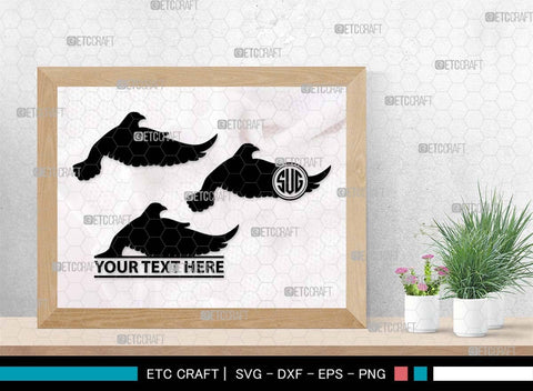 Flying Dove Monogram, Flying Dove Silhouette, Flying Dove SVG, Dove Svg, Pigeon Svg, Peace Sign Svg, Bird Svg, SB00562 SVG ETC Craft 