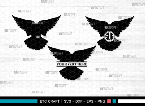 Flying Dove Monogram, Flying Dove Silhouette, Flying Dove SVG, Dove Svg, Pigeon Svg, Peace Sign Svg, Bird Svg, SB00562 SVG ETC Craft 