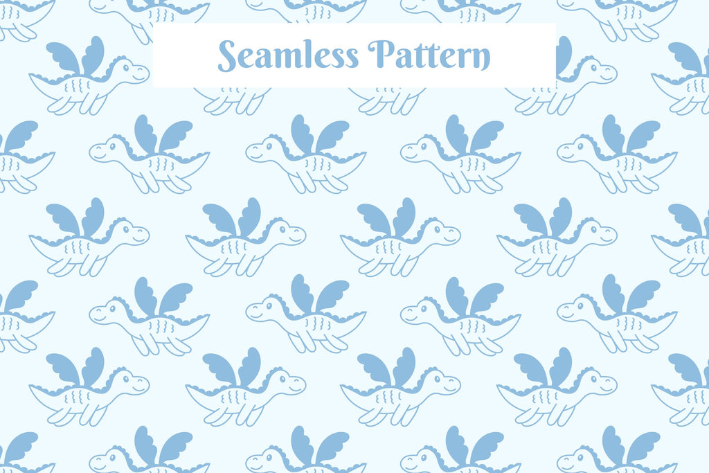 Flying Dragon Illustration And Pattern - So Fontsy