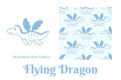 Flying Dragon Illustration And Pattern Digital Pattern Rin Green 