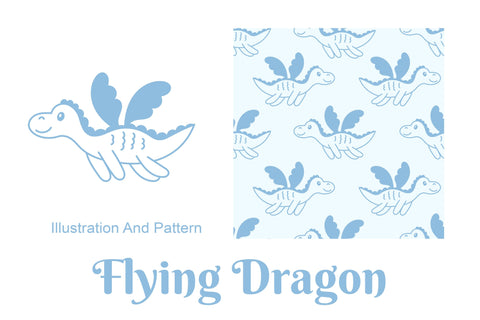 Flying Dragon Illustration And Pattern Digital Pattern Rin Green 