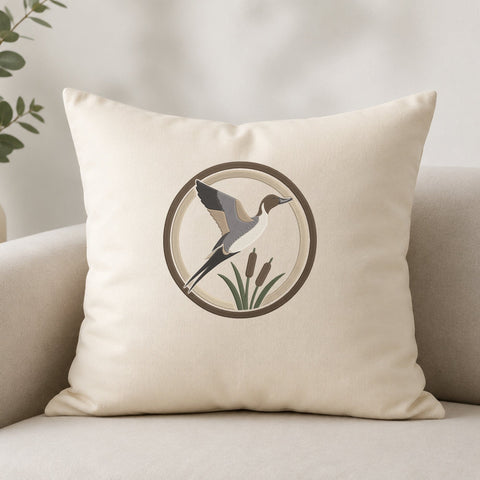 Flying Duck Embroidery Design – Mallard Duck Cattail Circle Hunting Wildlife Machine Embroidery File Embroidery/Applique DESIGNS PatternFeed8 