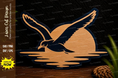 Flying Duck Lake Scene Laser Cut Svg Design SVG Regulrcrative 