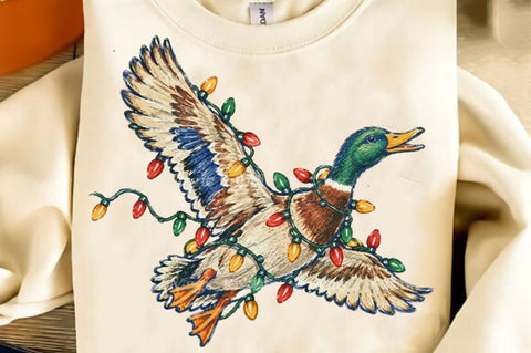 Flying Mallard Duck Christmas PNG Sublimation SVGista 