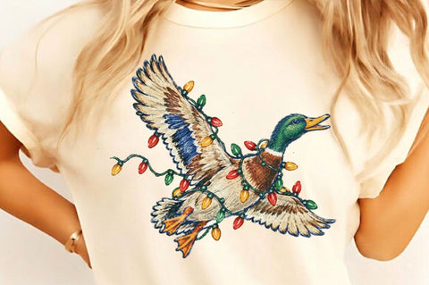Flying Mallard Duck Christmas PNG Sublimation SVGista 