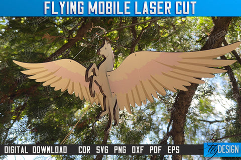 Flying Mobile Laser Cut | Baby Mobile | Animal Design | Baby Room Décor | New Born | Pegasus | CNC Files SVG Fly Design 