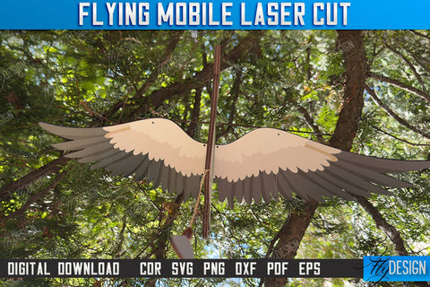 Flying Mobile Laser Cut | Baby Mobile | Birds Design | Baby Room Décor | New Born | Crane | CNC Files SVG Fly Design 
