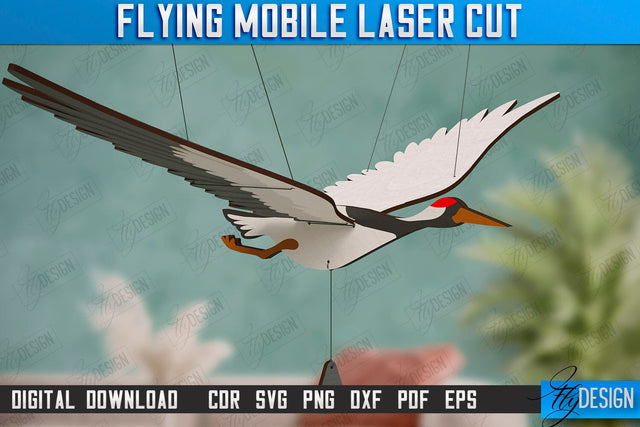 Flying Mobile Laser Cut | Baby Mobile | Birds Design | Baby Room Décor | New Born | Crane | CNC Files SVG Fly Design 