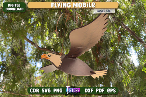 Flying Mobile Laser Cut | Baby Mobile | Birds Design | Baby Room Décor | New Born | Eagle | CNC Files SVG The T Store Design 